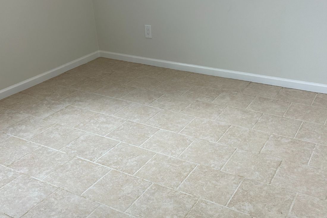 After StoneShine's ceramic tile cleaning and sealing service in Irvine. The floor showcases a clean, sealed finish with a fresh and polished look, improving the space's overall appearance.