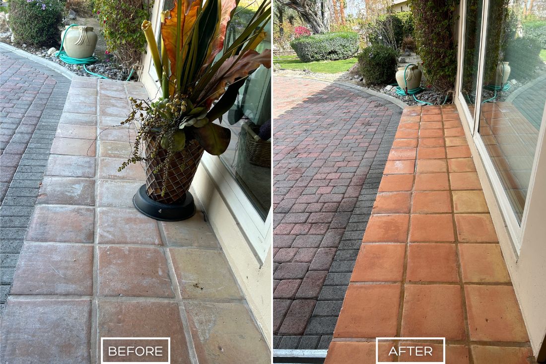 StoneShine's paver restoration service transformed this weathered walkway in Southern California. The faded surface was refreshed, bringing back its rich color and smooth finish for a vibrant outdoor look.