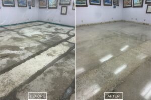 Concrete floor polishing project in Corona.