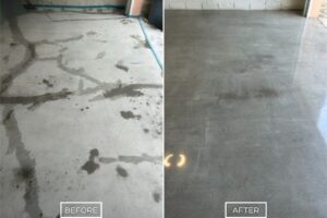 Concrete garage floor polishing project in Mission Viejo.