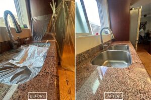 Granite countertop crack repair project in Los Angeles
