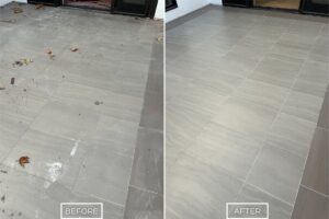 Limestone floor cleaning and sealing project in Los Angeles.