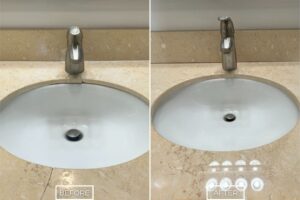 Marble countertop crack repair project in Lake Forest.