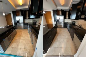 Travertine floor restoration project in Los Angeles.