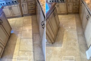 Travertine floor restoration project in Mission Viejo