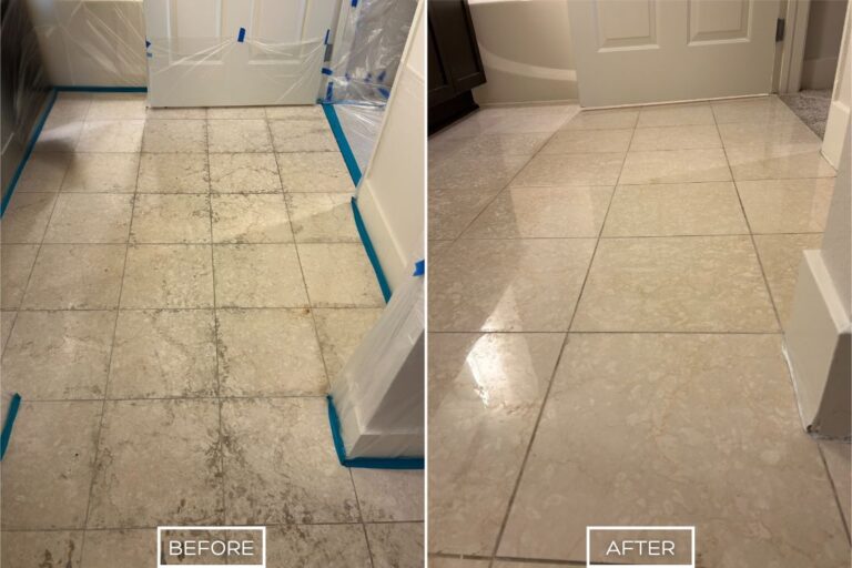 Marble stain removal service in a bathroom.