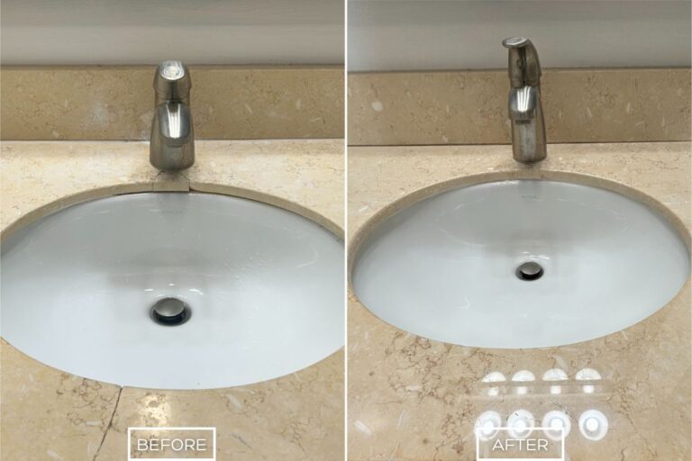 Marble crack repair in a countertop