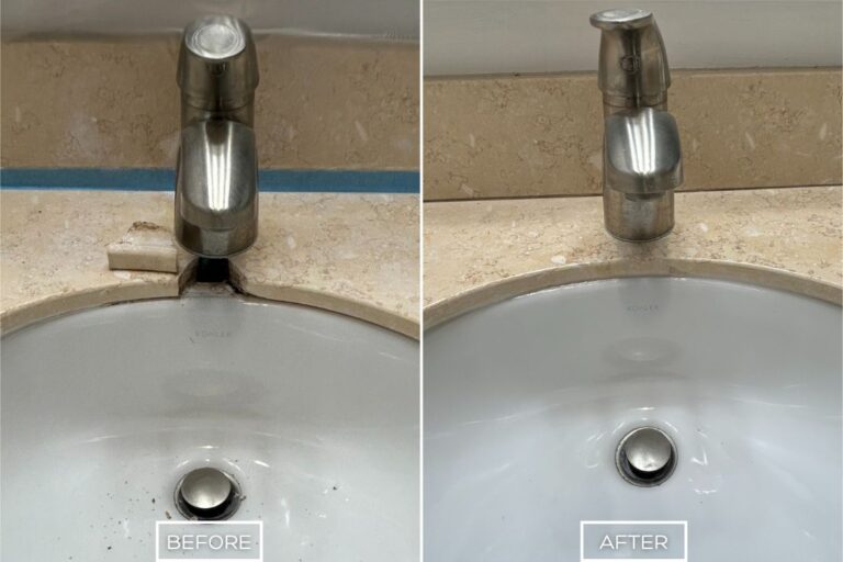 Marble repair service in a Southern California home