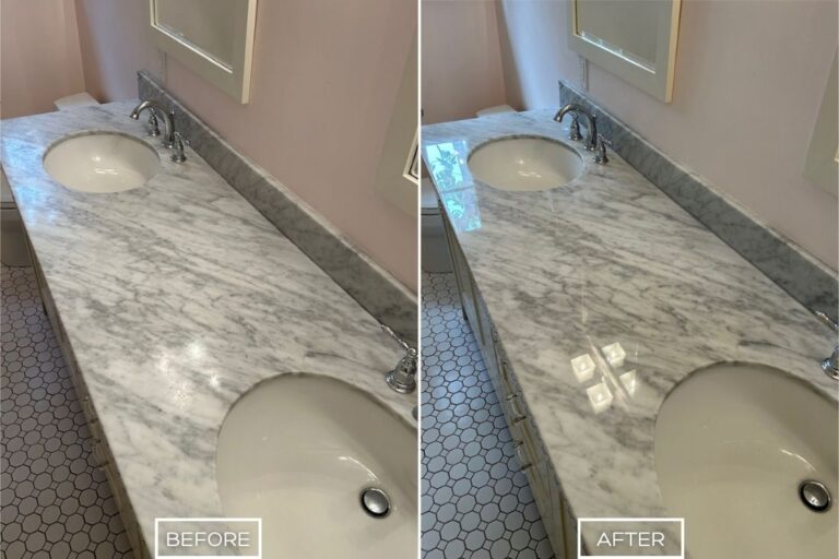 Marble countertop refinishing in a Southern California home
