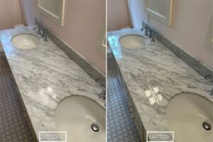 StoneShine marble countertop restoration project in Huntington Beach