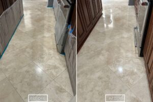 StoneShine travertine floor restoration project in Placentia