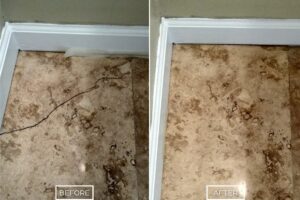StoneShine travertine tile repair and restoration project in San Clemente