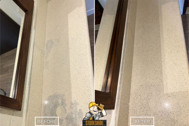 Before and after of quartz restoration in Los Angeles
