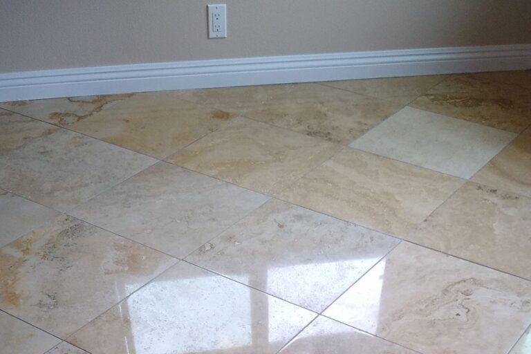 After restoration of travertine floor in Fullerton