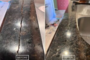Granite countertop crack repair project in Laguna Woods