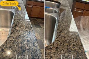 Granite countertop crack repair project in Rancho Cucamonga