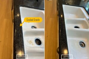Granite countertop crack repair project in Villa Park