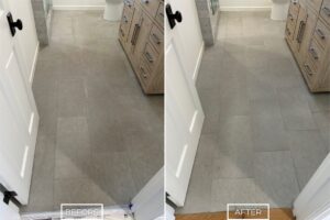 Limestone floor restoration project in Laguna Hills