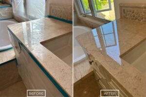 Marble countertop restoration project in Irvine