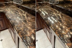 Marble countertop restoration project in Newport Beach