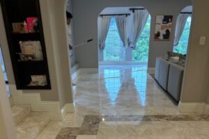 Marble floor restoration project in Beverly Hills