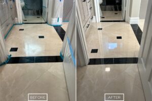 Marble floor restoration project in Corona