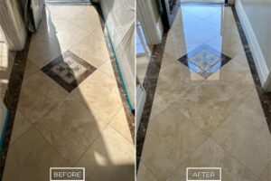 Marble floor restoration project in West Hollywood