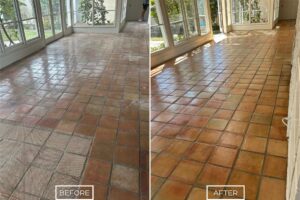 Saltillo cleaning and sealing project in Rolling Hills Estates