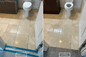 Travertine cleaning and sealing project in Los Angeles