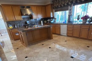 Travertine floor restoration project in Chino Hills
