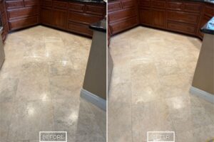 Travertine floor restoration project in Coto de Caza