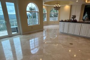 Travertine floor restoration project in Diamond Bar