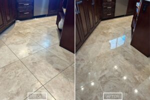 Travertine floor restoration project in Indian Wells