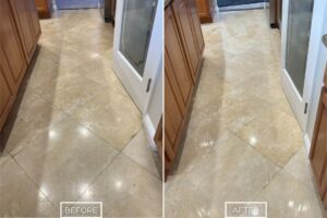 Travertine floor restoration project in Palm Desert
