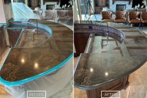 Marble bar countertop polishing project in Laguna Niguel