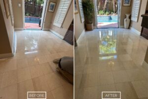 Marble floor restoration project in Tustin