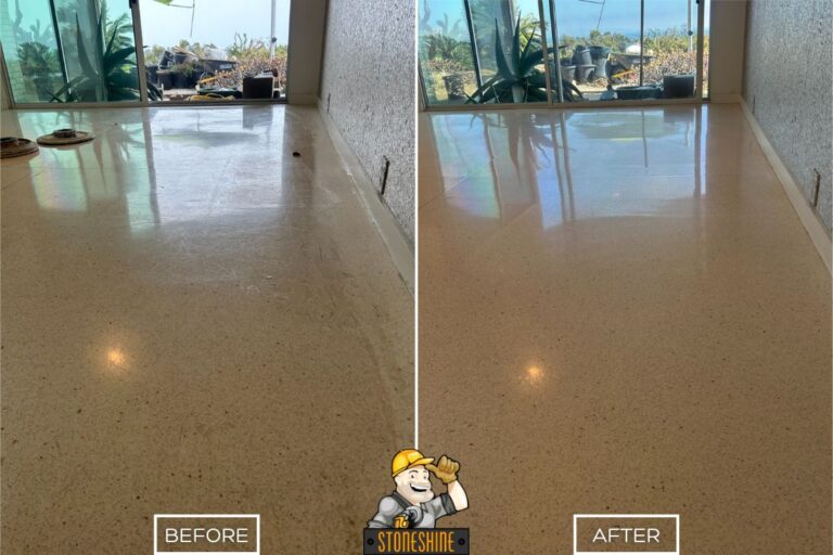 Whether in Santa Monica, Inglewood, or Beverly Hills, our team brings the same level of care and precision to every terrazzo project. By combining deep cleaning, diamond sanding, and sealing, we restore shine and protect against damage. Contact us today to schedule your terrazzo restoration near Los Angeles.