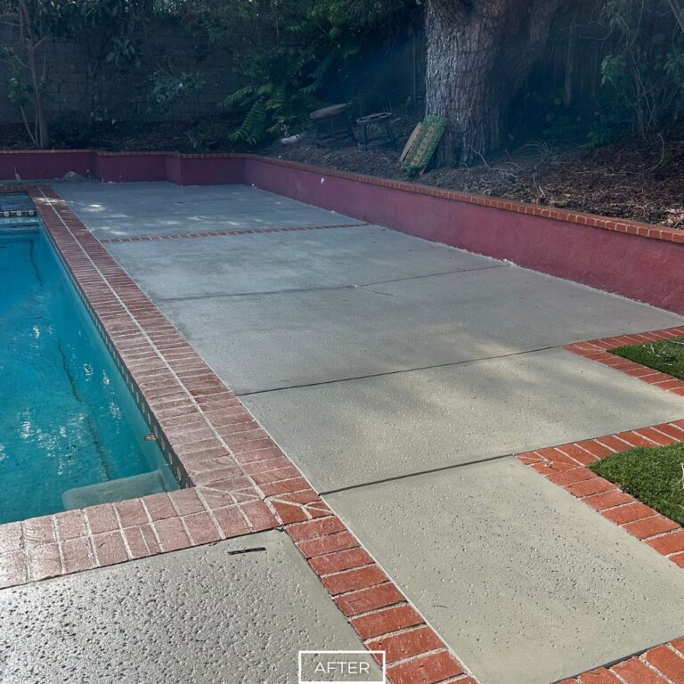 After pool deck resurfacing in Manhattan Beach showing smooth and refreshed concrete