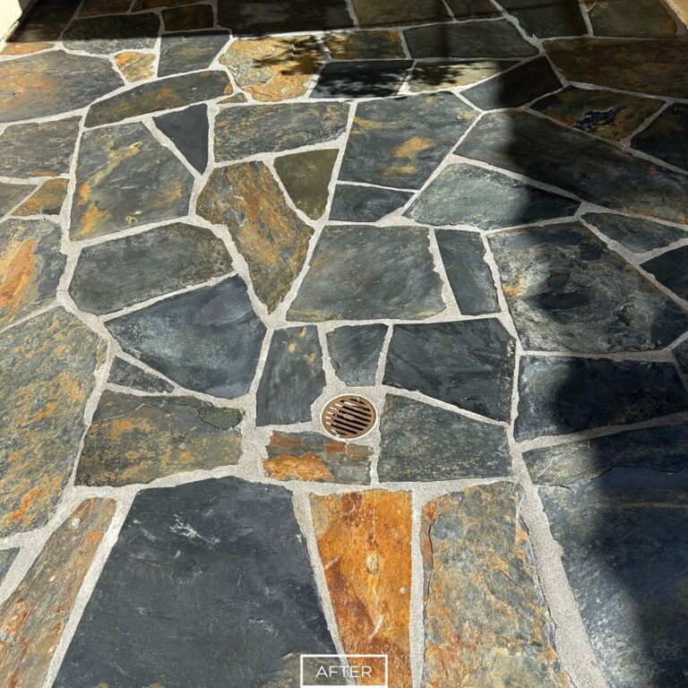Restored slate surface with rich tones and sealed finish in Irvine